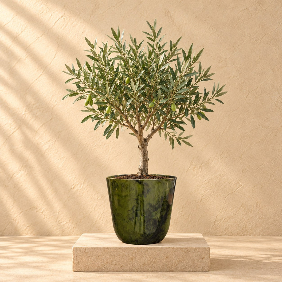 Ziertopf Palermo marble grün Ø27 x H25 cm, bepflanzt