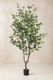 chique kunstplant eucalyptus blauwe gomboom 180cm met groene zilveren blaadjes