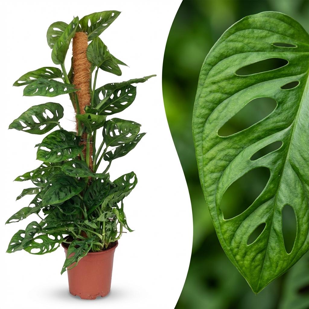 Grøn boutiQ Stueplante Monkey Mask Monstera Andansonii Moss Stick Grøn Lav vedligeholdelse 1 Plantepotte Højde 90cm - ø19