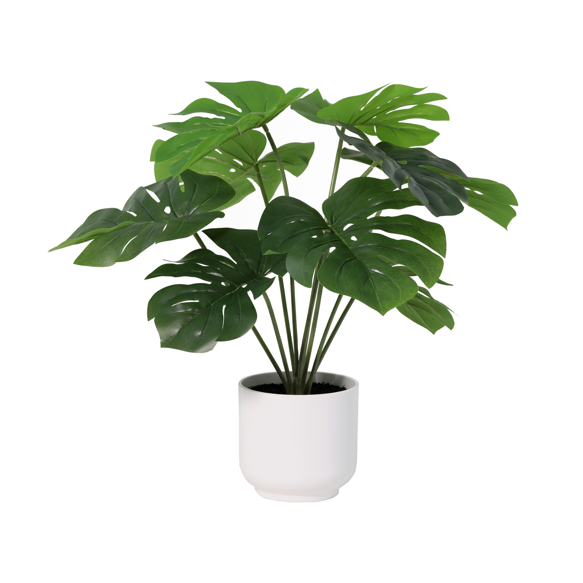 Kunstplant Monstera Deliciosa inclusief witte pot 50cm - ø15