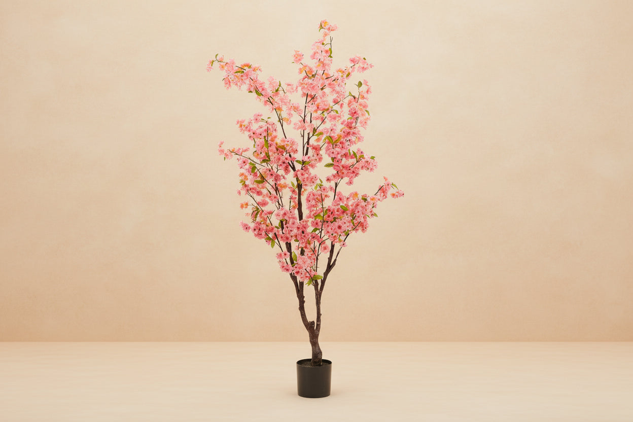 Roze kunstplant Prunus kersenbloesem 175 cm decoratief interieur