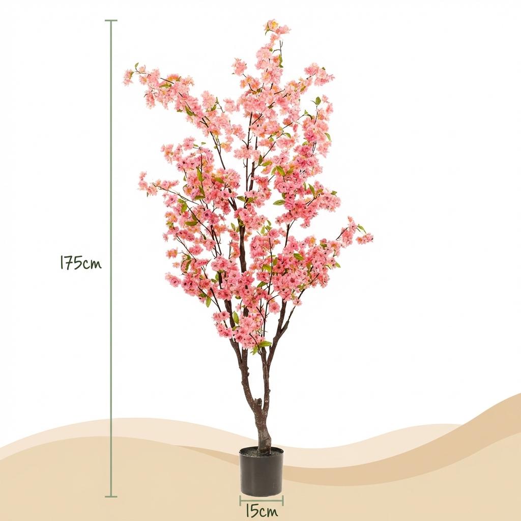 Roze kunstplant Prunus kersenbloesem 175 cm kunstbloem decoratie