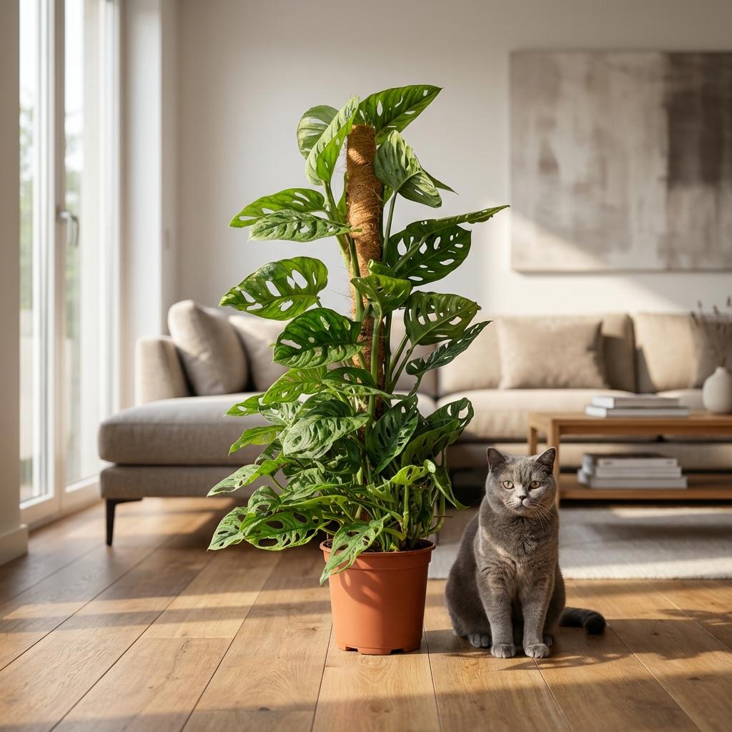 Grøn boutiQ Stueplante Monkey Mask Monstera Andansonii Moss Stick Grøn Lav vedligeholdelse 1 Plantepotte Højde 90cm - ø19