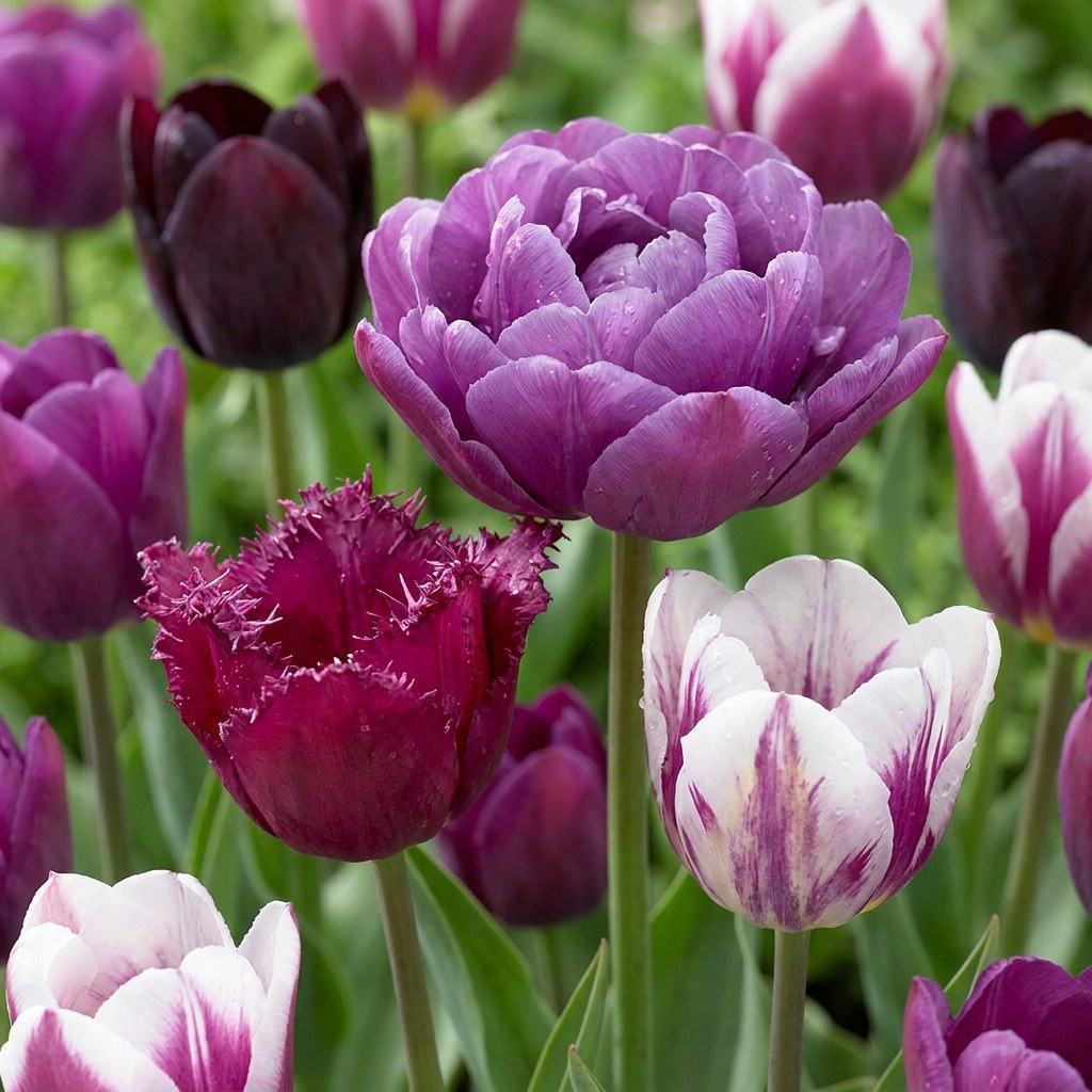 Tulpen Blueberry mix in bloei