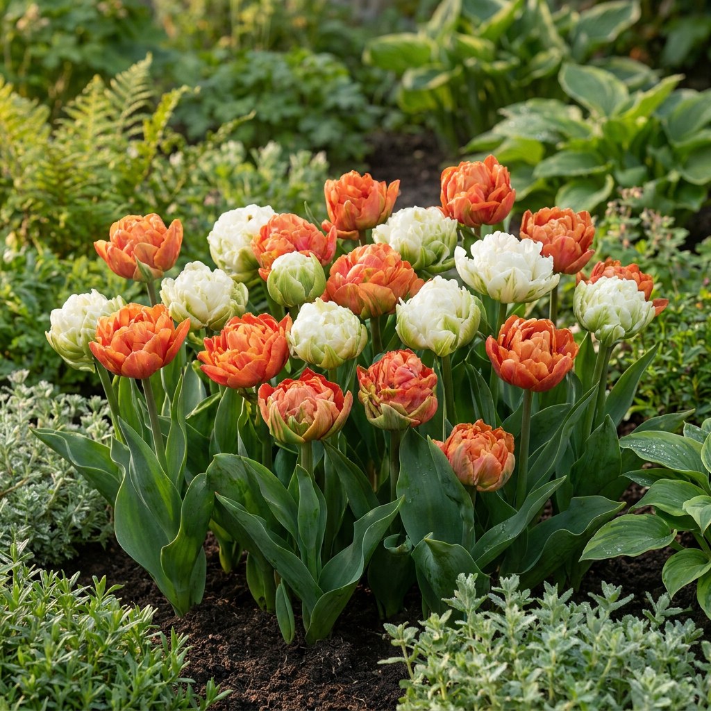 Tulpen Candle Light in bloei in de tuin