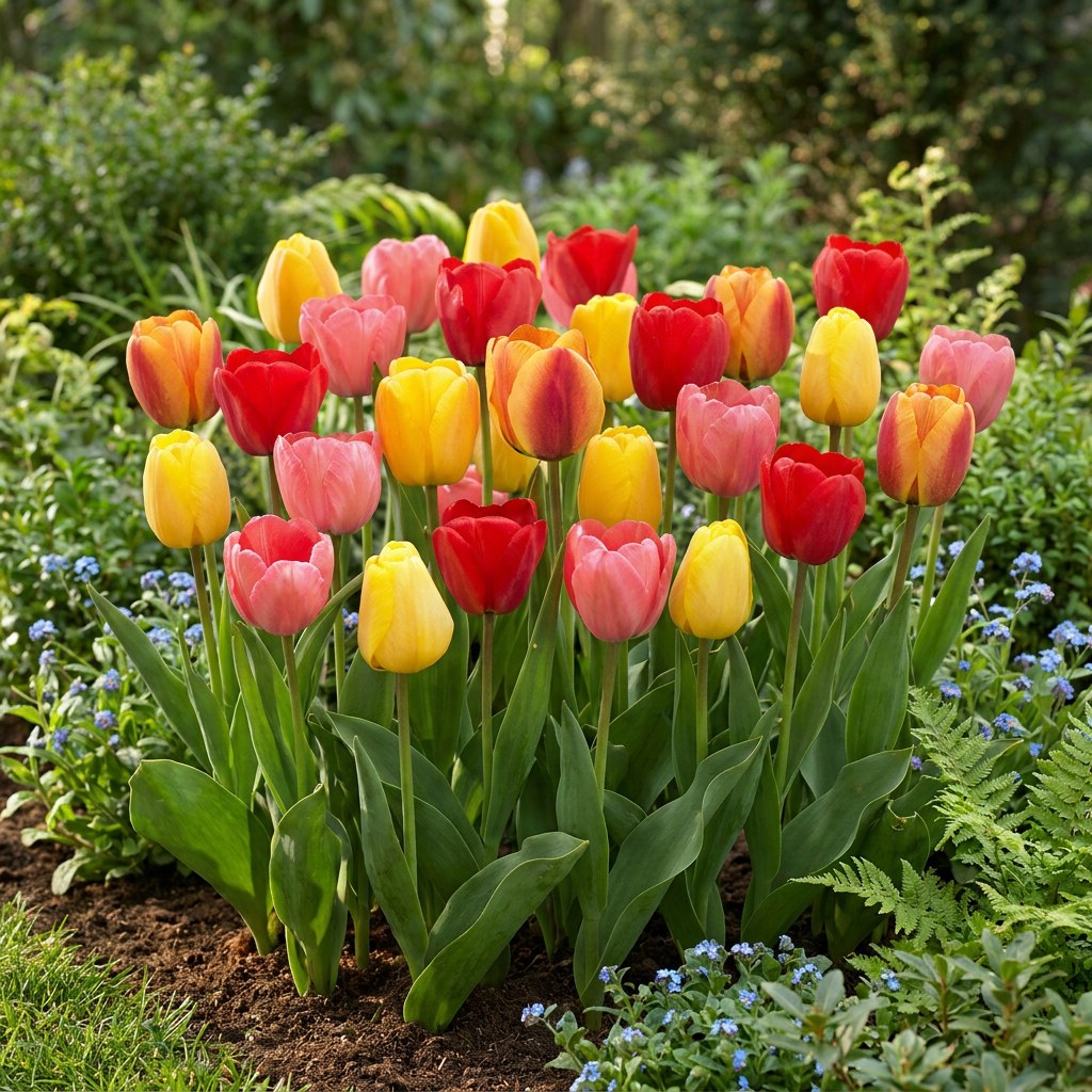 Tulip Bulbs Darwin Hybrid Mix in flower in the garden
