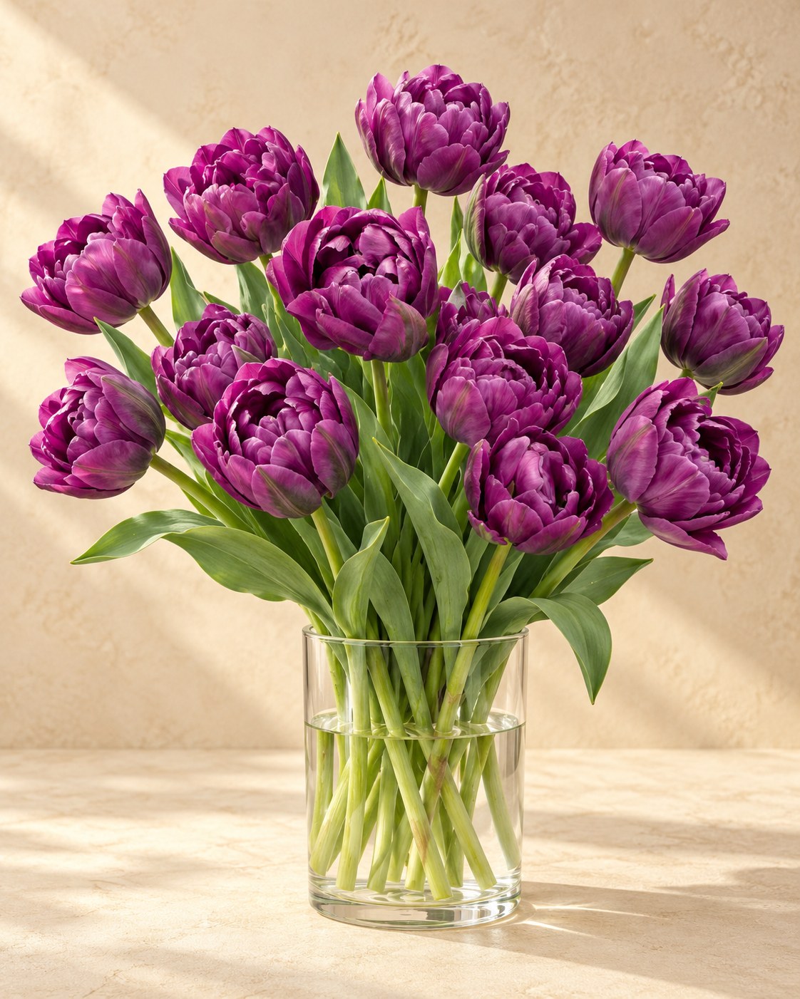 Tulpen Double Lilac in bloei in een vaas