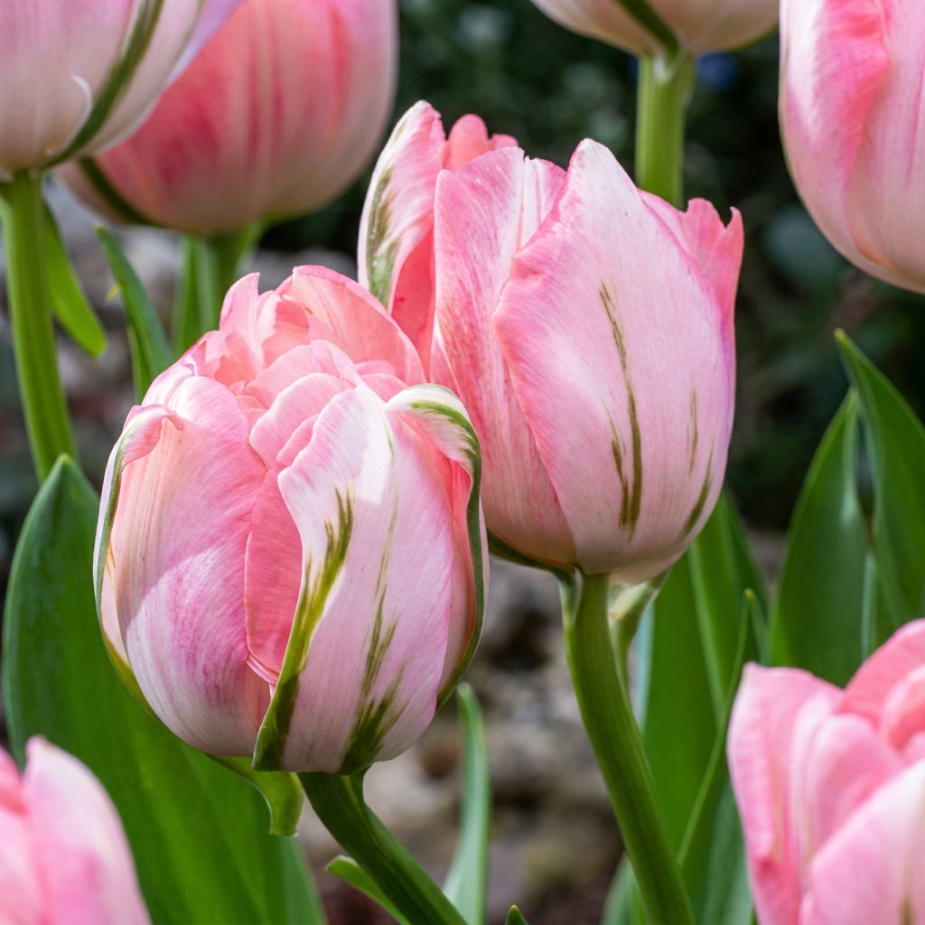 Tulpen Double Pink in bloei