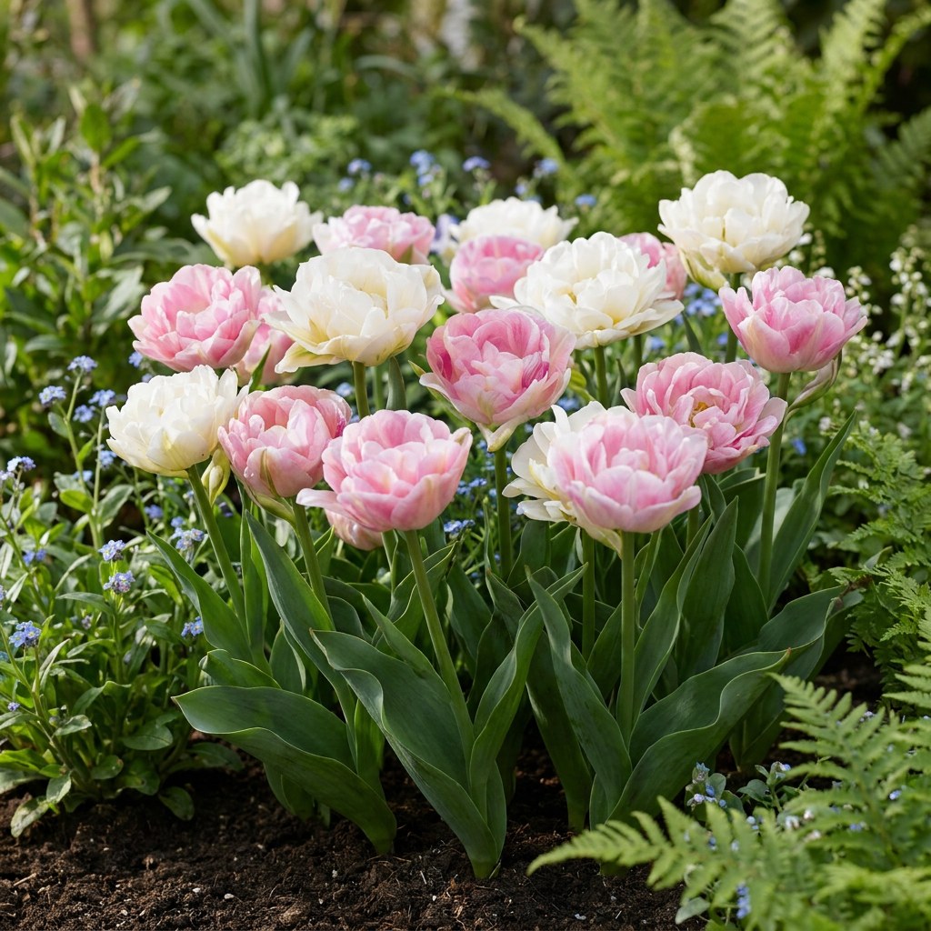 Tulpen Double Sensation in bloei in de tuin