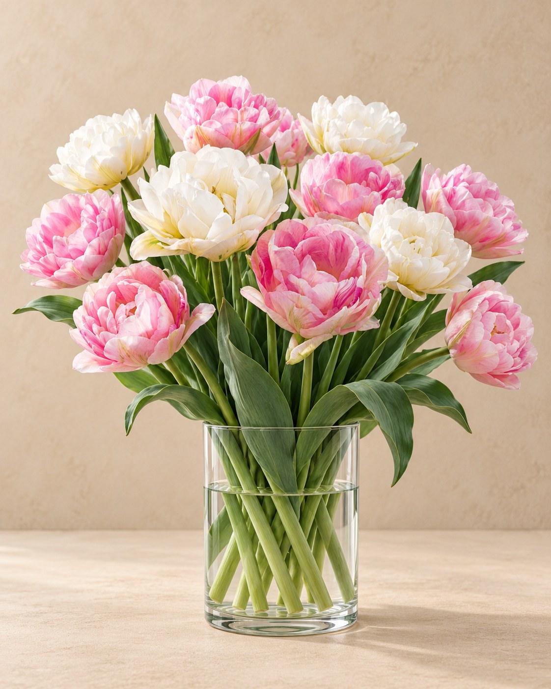 Tulpen Double Sensation in bloei in een vaas