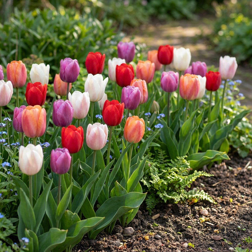 Tulpen Glowing with Pride in bloei in de tuin