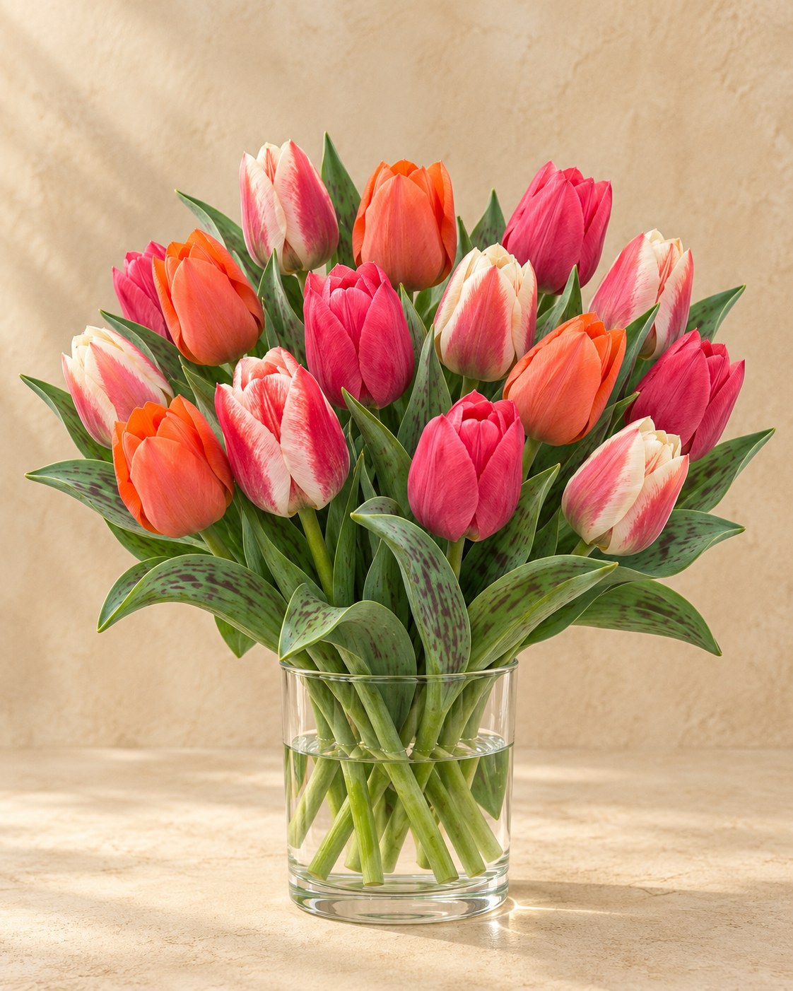Tulpen Greigii mix in bloei in een vaas