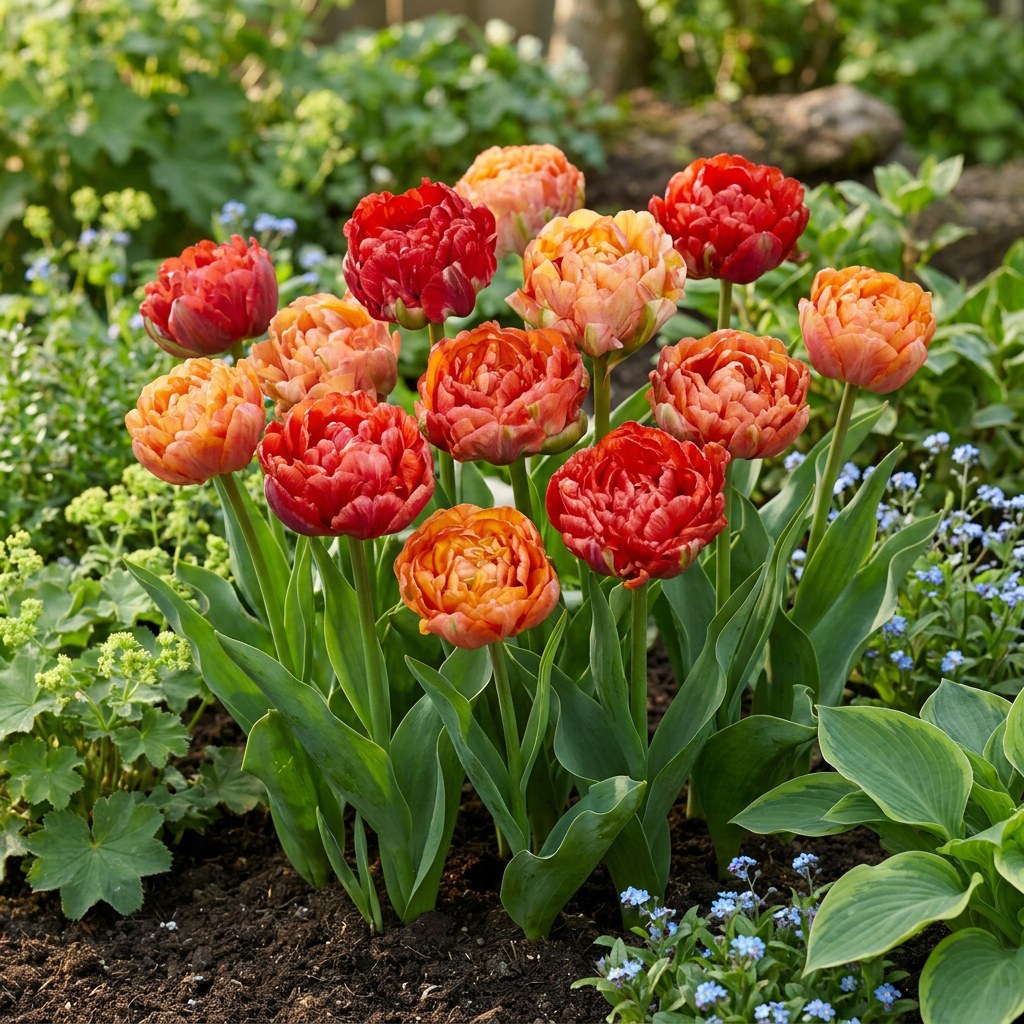 Tulip bulbs Gudoshnik Double in flower in the garden