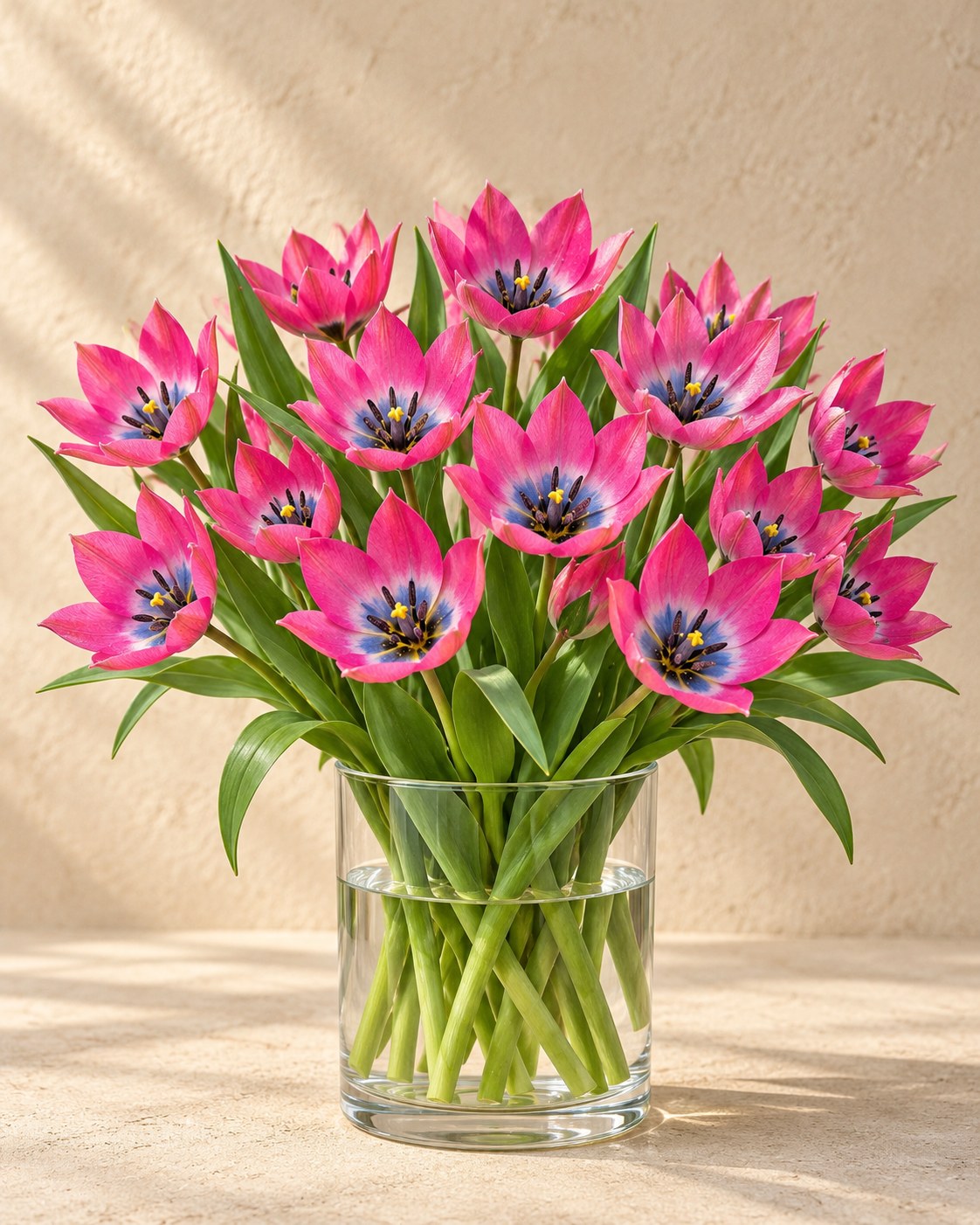Tulpenzwiebeln Little Beauty in Blüte in einer Vase