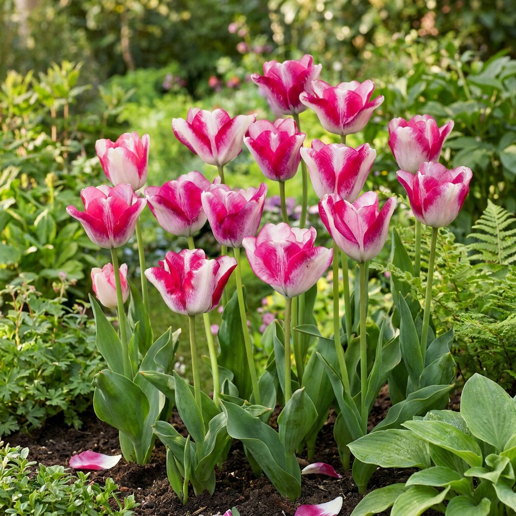 Tulpen Mata Hari in bloei in de tuin