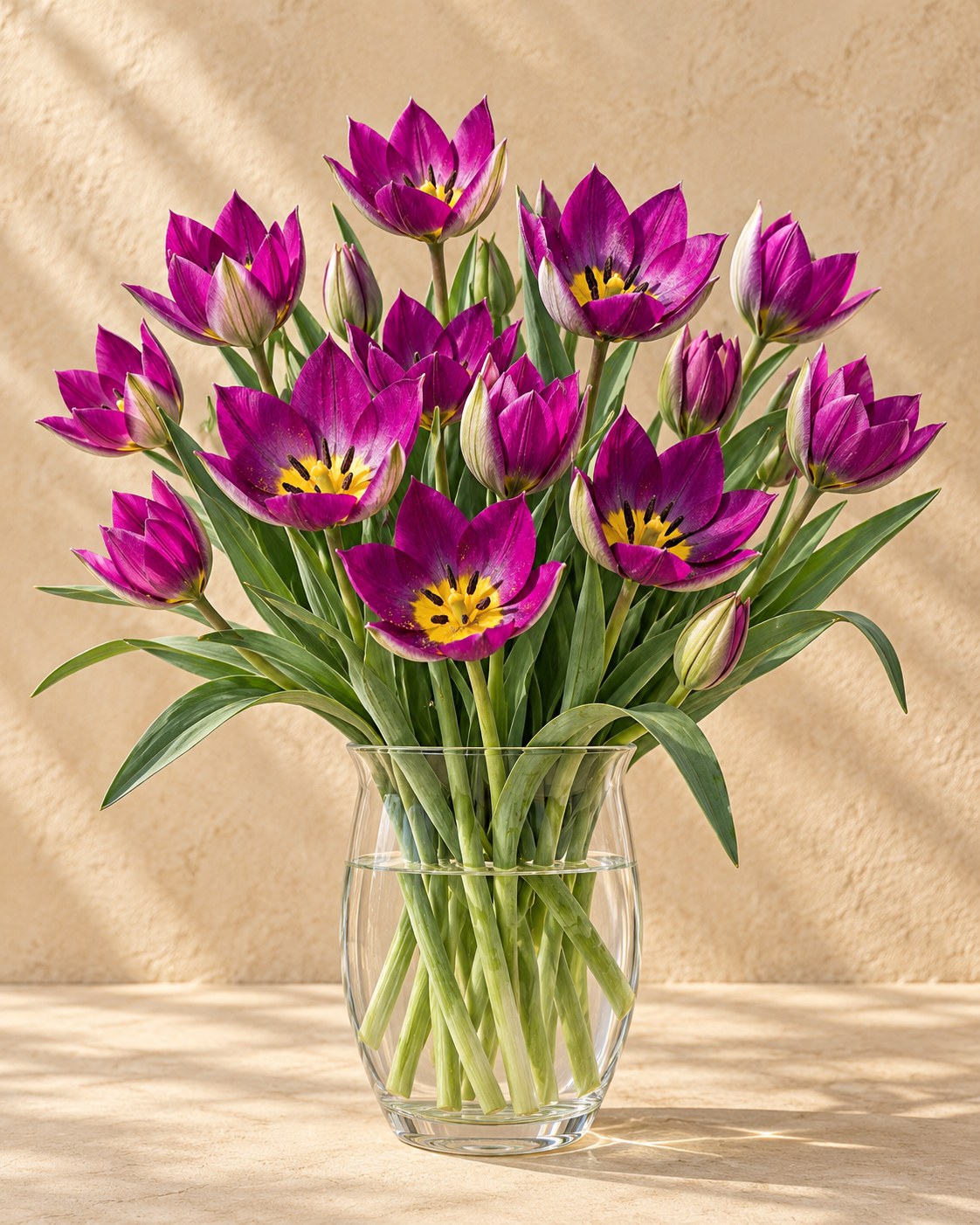 Tulpen Persian Pearl in bloei in een vaas