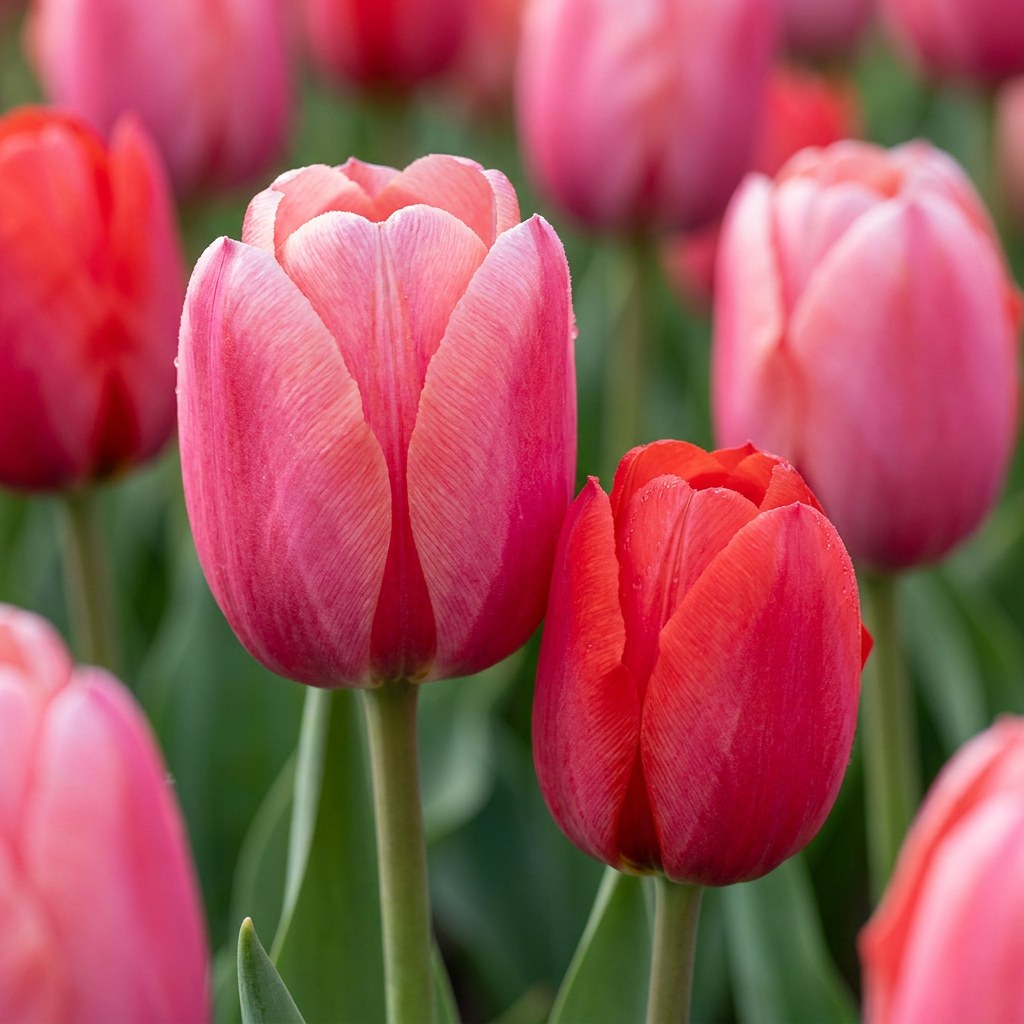 Tulpen Pink-Red in bloei