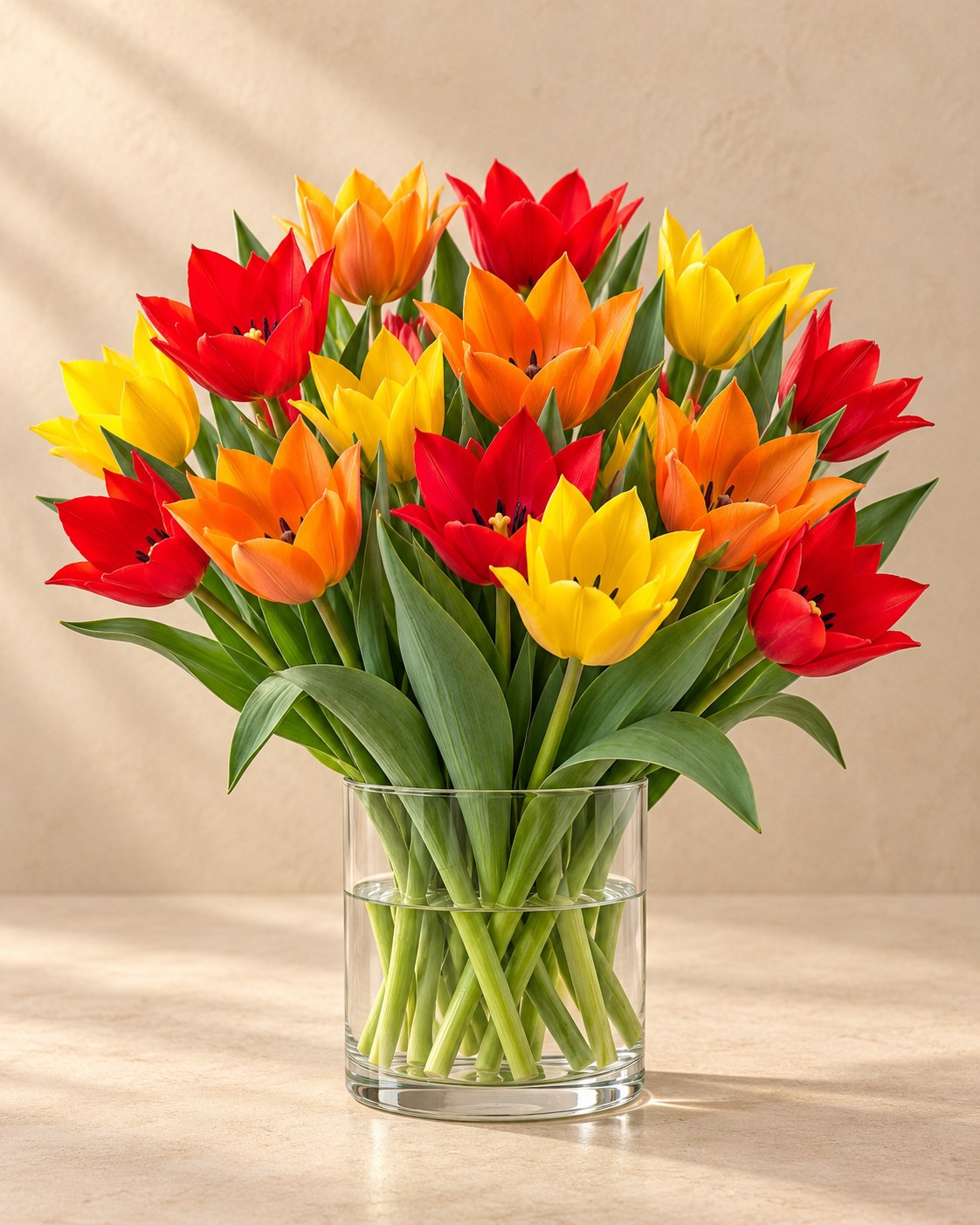 Bulbes de tulipes Praestans mix en fleurs dans un vase