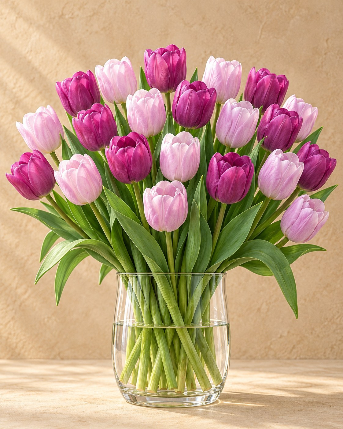 Bulbos de tulipán Prince mezcla en flor en un jarrón