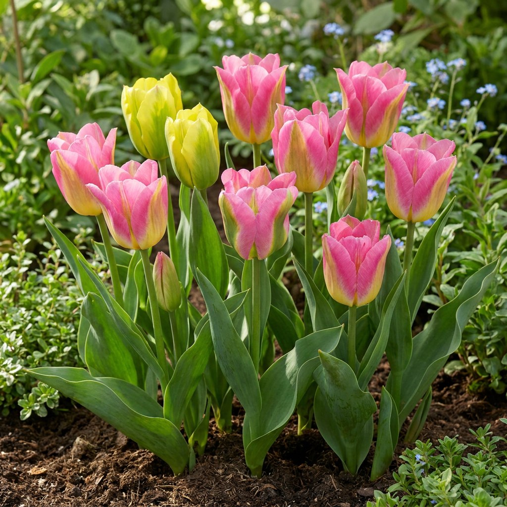 Tulip Bulbs Strawberry Lemonade in flower in the garden