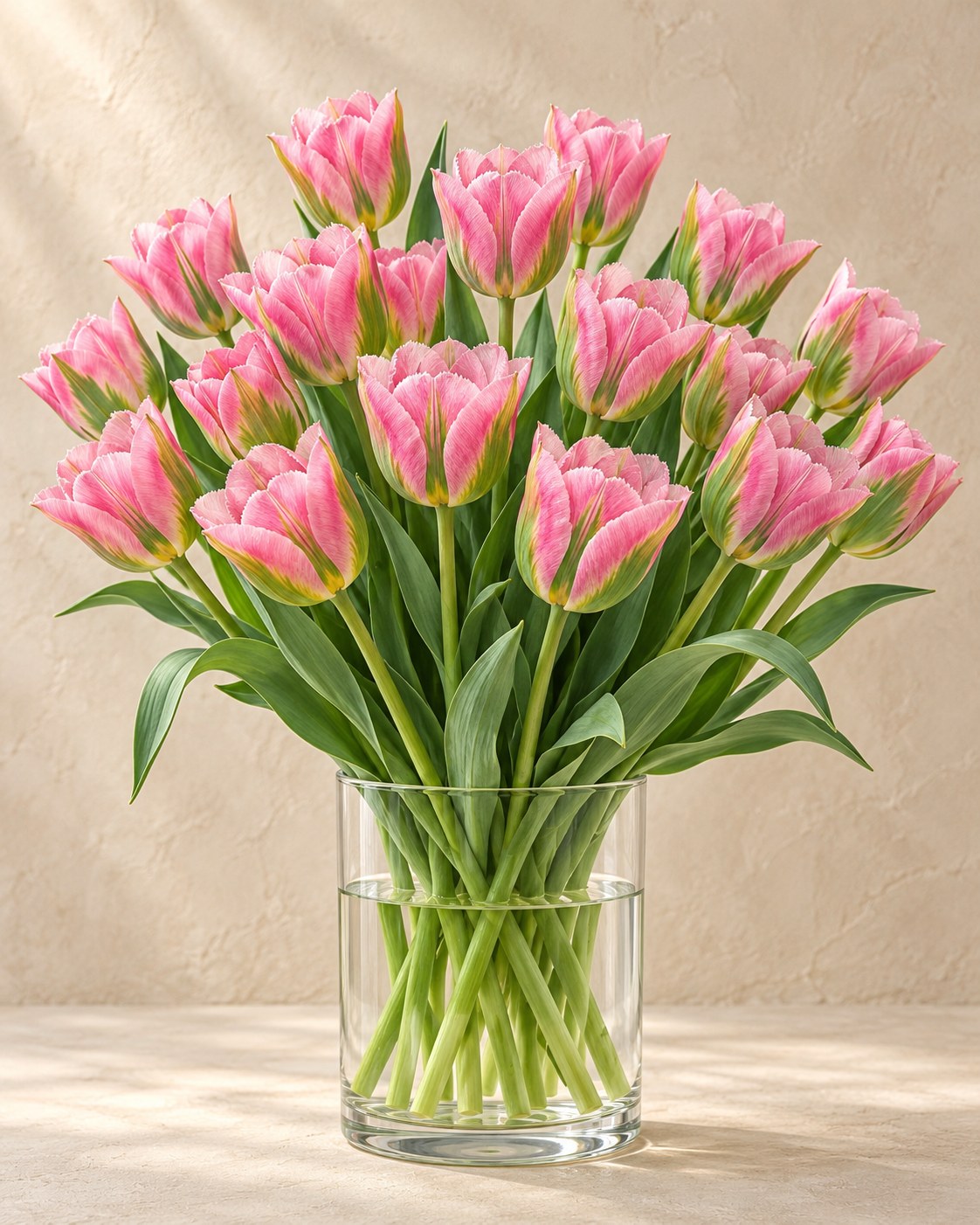 Tulpen Striped Crown in bloei in een vaas