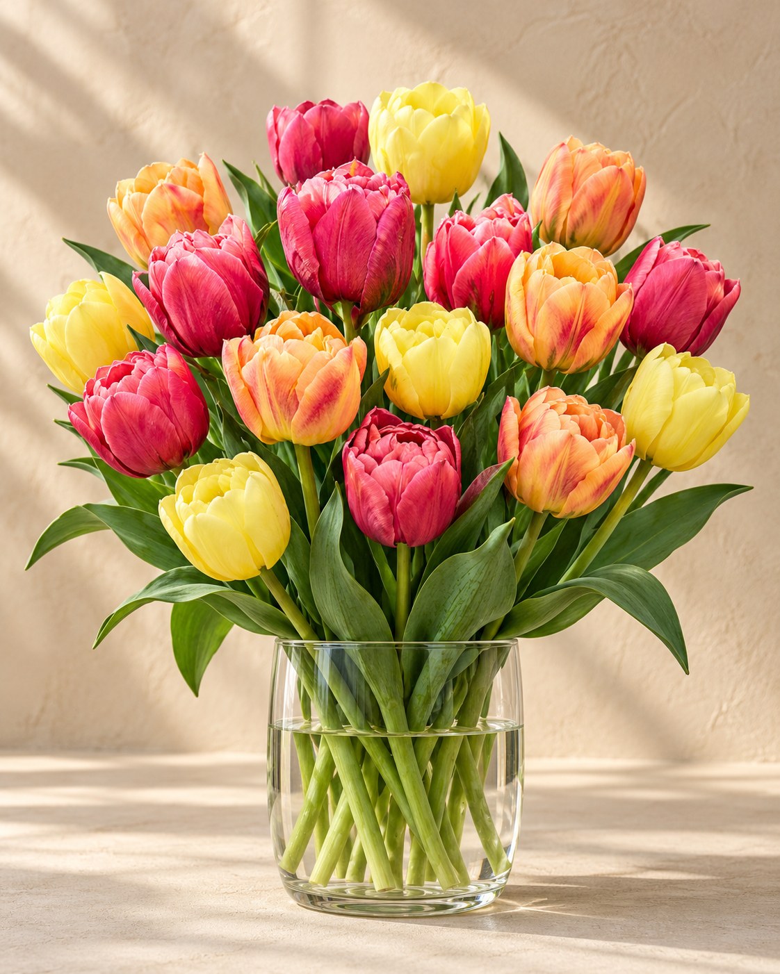 Tulpenzwiebeln Symbiosa Mix in Blüte in einer Vase