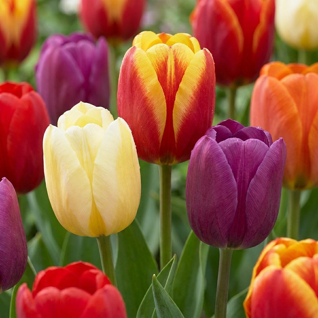 Tulpen Triomf mix in bloei