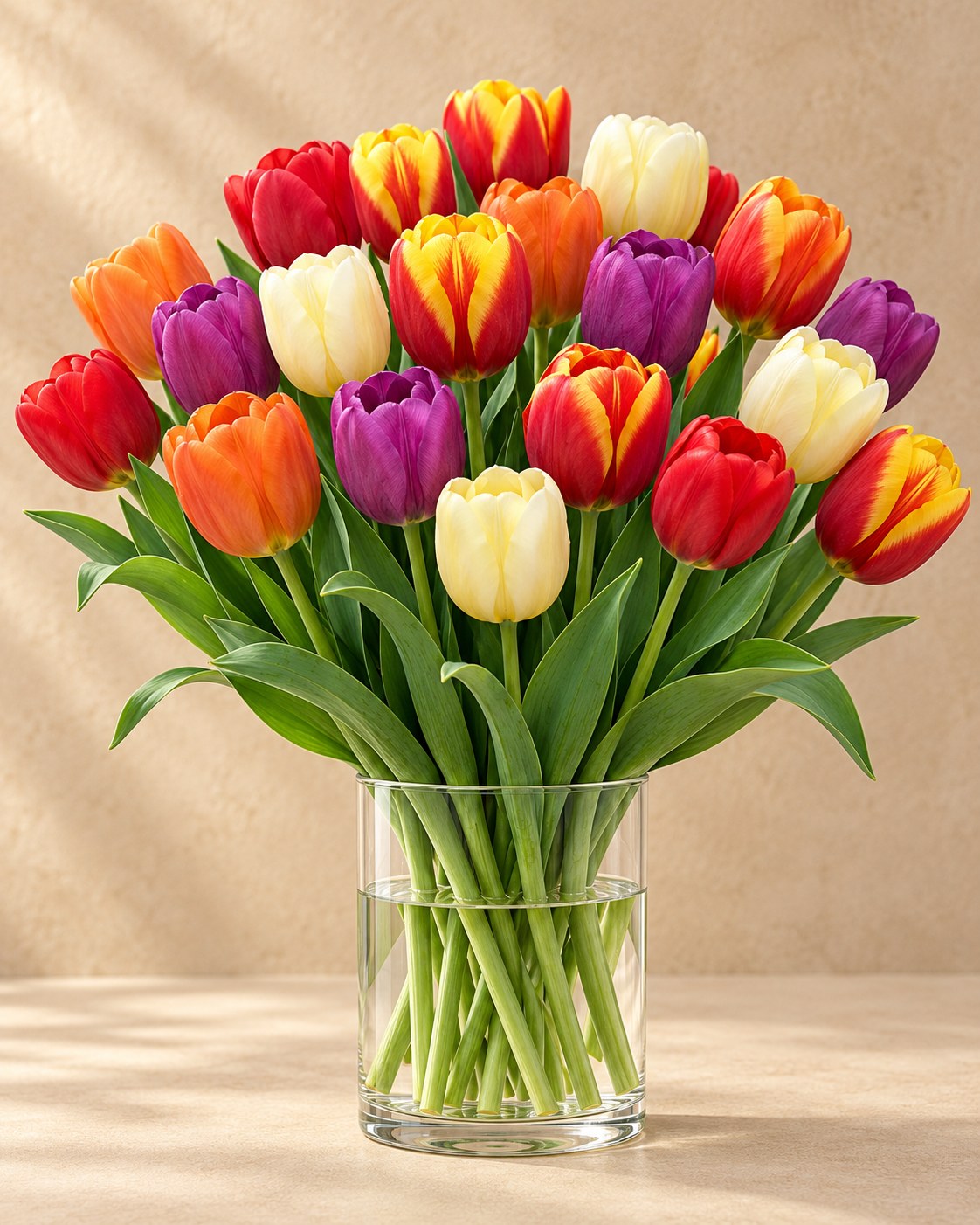 Tulpen Triomf mix in bloei in een vaas
