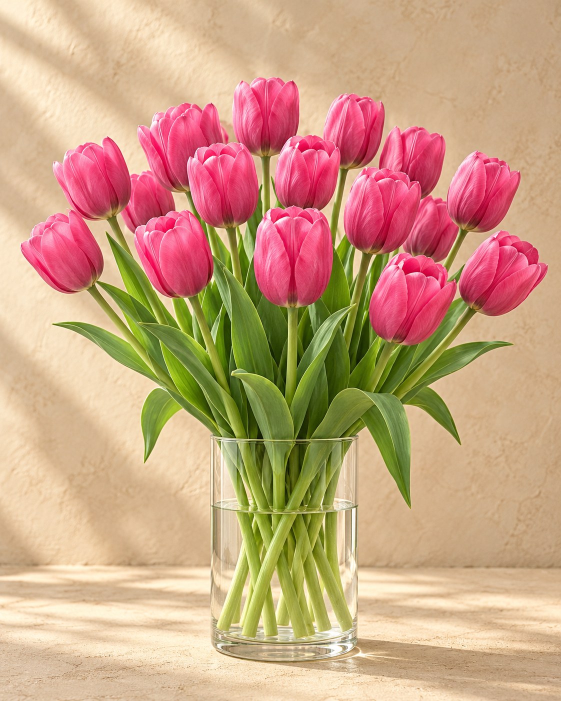 Tulpen Triumph Pink in bloei in een vaas