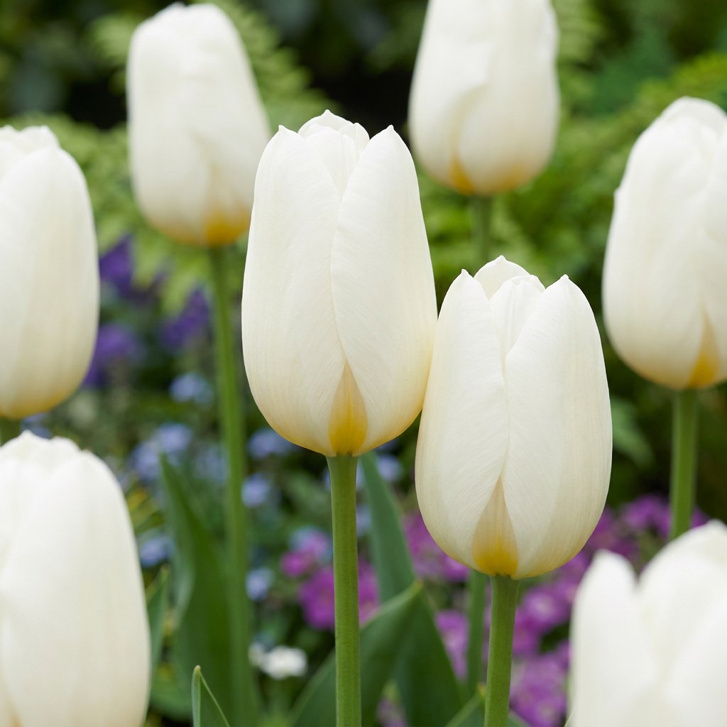 Tulip Bulbs Triumph White in flower