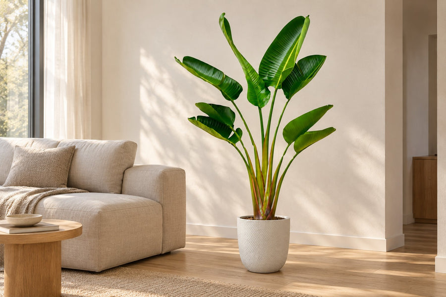 Witte paradijsvogelplant (Strelitzia alba) 'Augusta' 160 cm hoog, pot ø21 cm